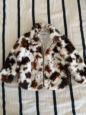 Old Navy Kids Faux Fur Zip Jacket in Brown & Cream